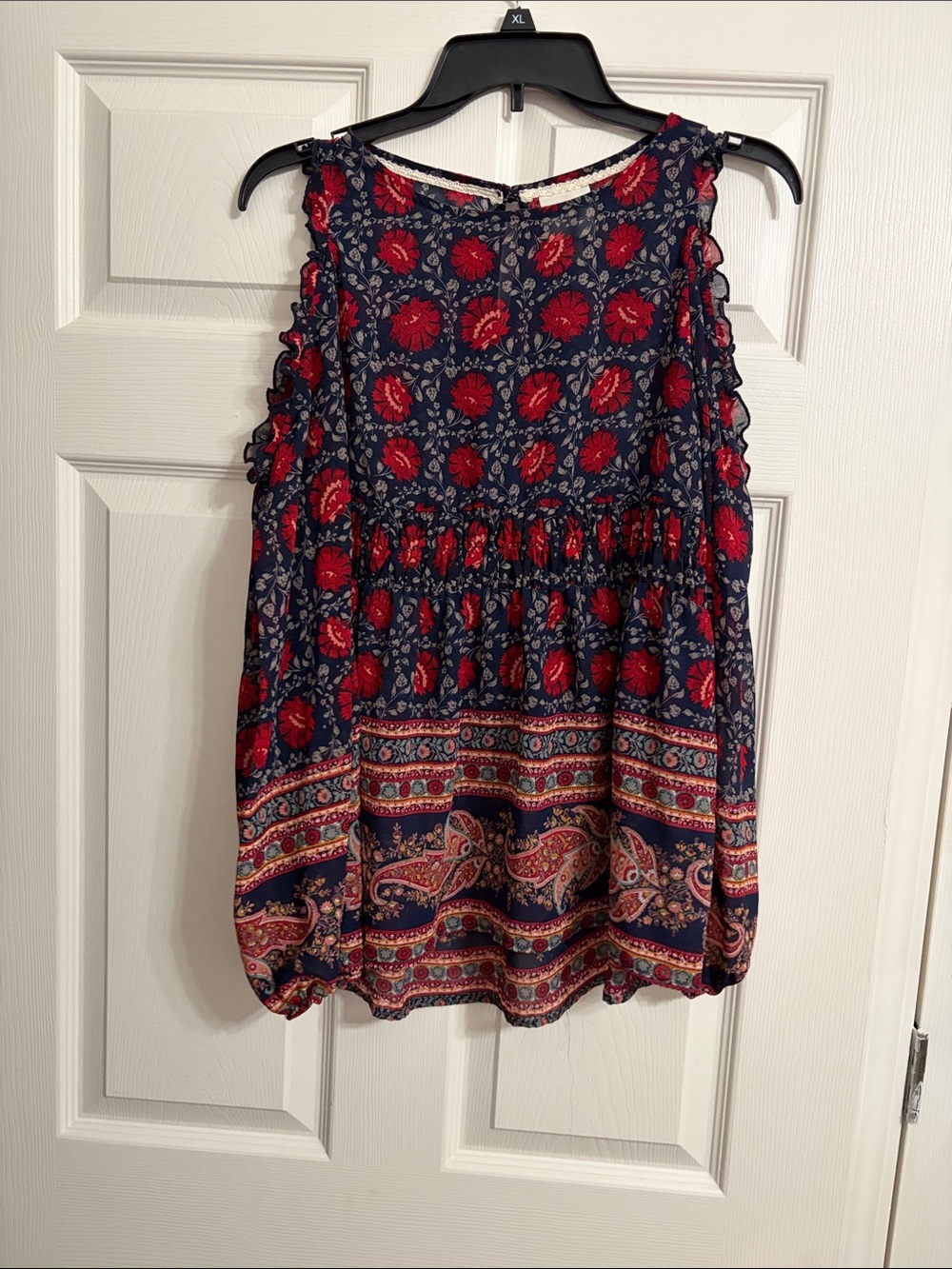 Knox Rose Navy & Red Boho Floral Sleeveless Camisole